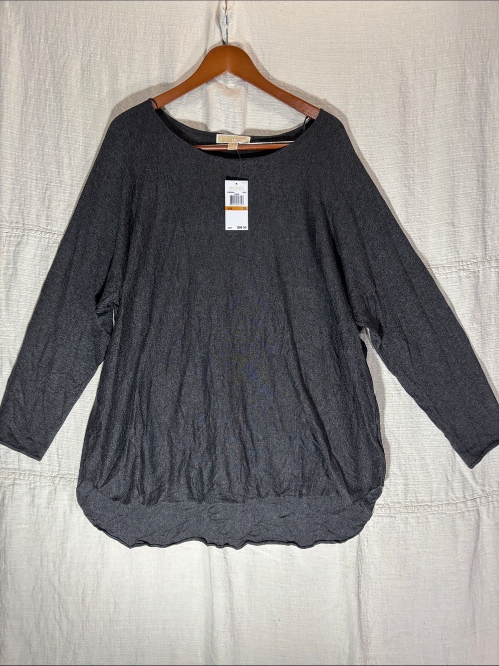 Michael Kors Dark Charcoal Long Sleeve Boatneck Tunic NWT 3X